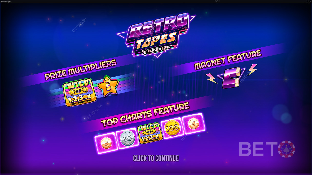 Les bonus expliqués dans Retro Tapes Cluster Link par Push Gaming