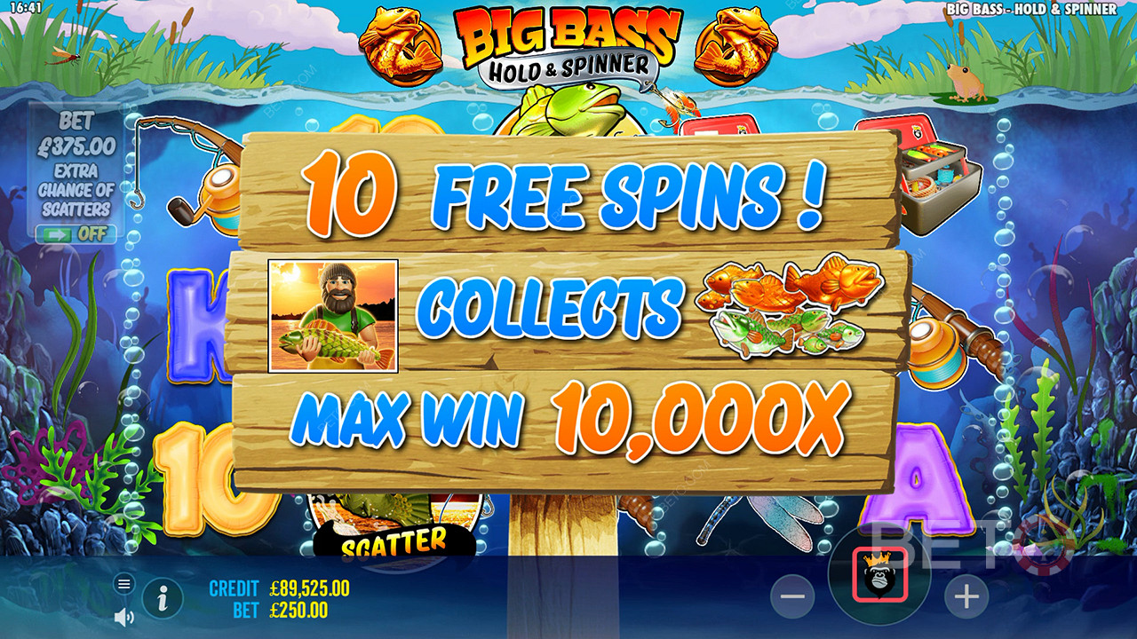 Gagnez 10 000x votre mise dans la machine à sous vidéo Big Bass Bonanza Hold and Spinner!