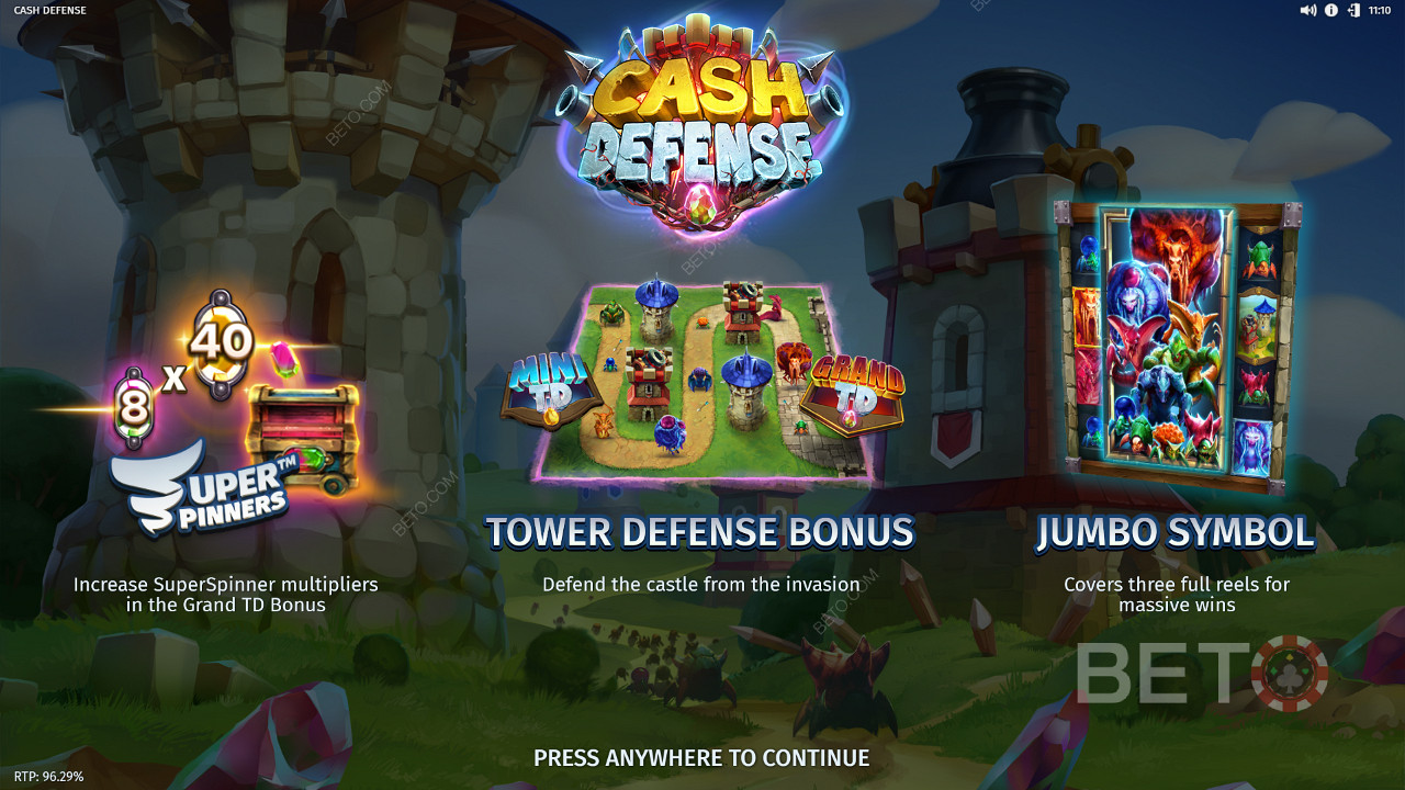 Gagnez 20 000 fois votre mise dans la machine à sous Cash Defense!