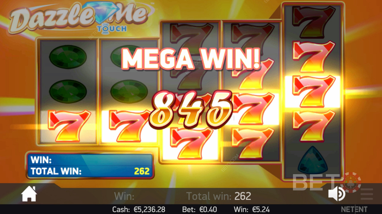 Mega Win dans la machine à sous en ligne Dazzle Me
