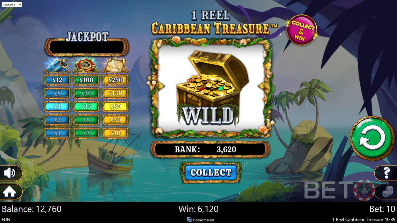 1 Reel Caribbean Treasure Critique par BETO Slots