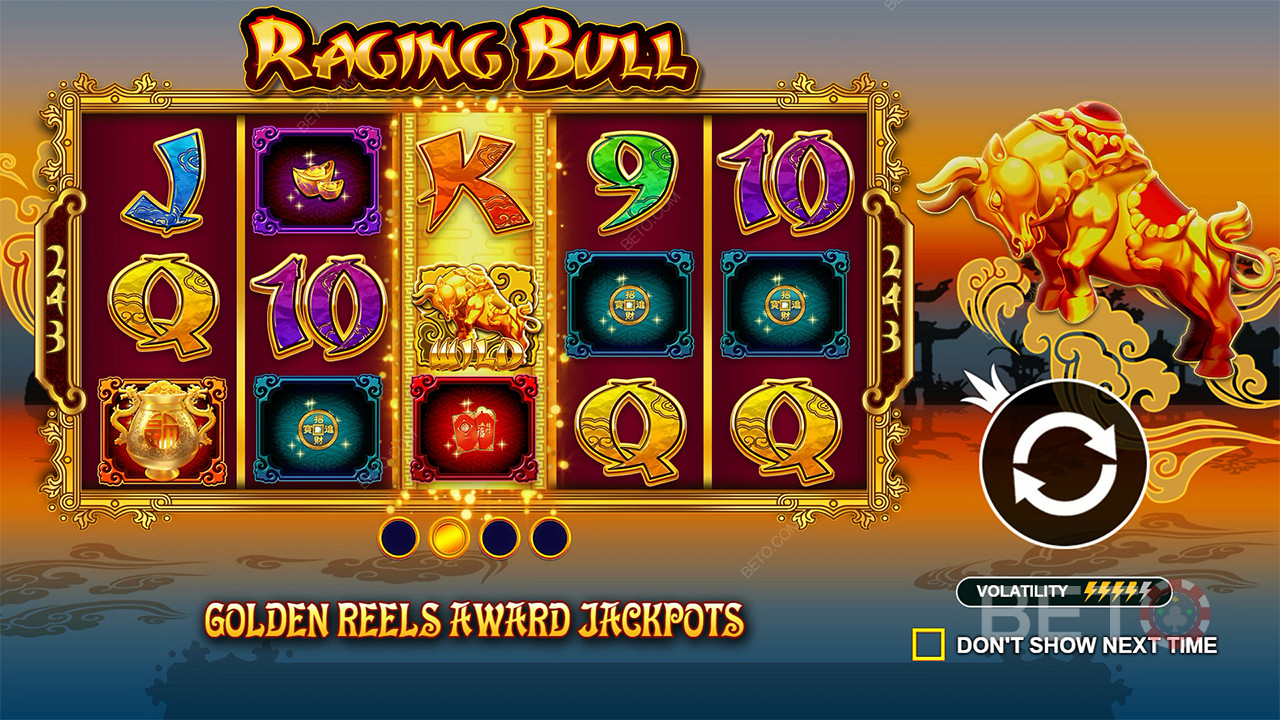 Gagnez des Jackpots dans le jeu de base de la machine à sous Raging Bull