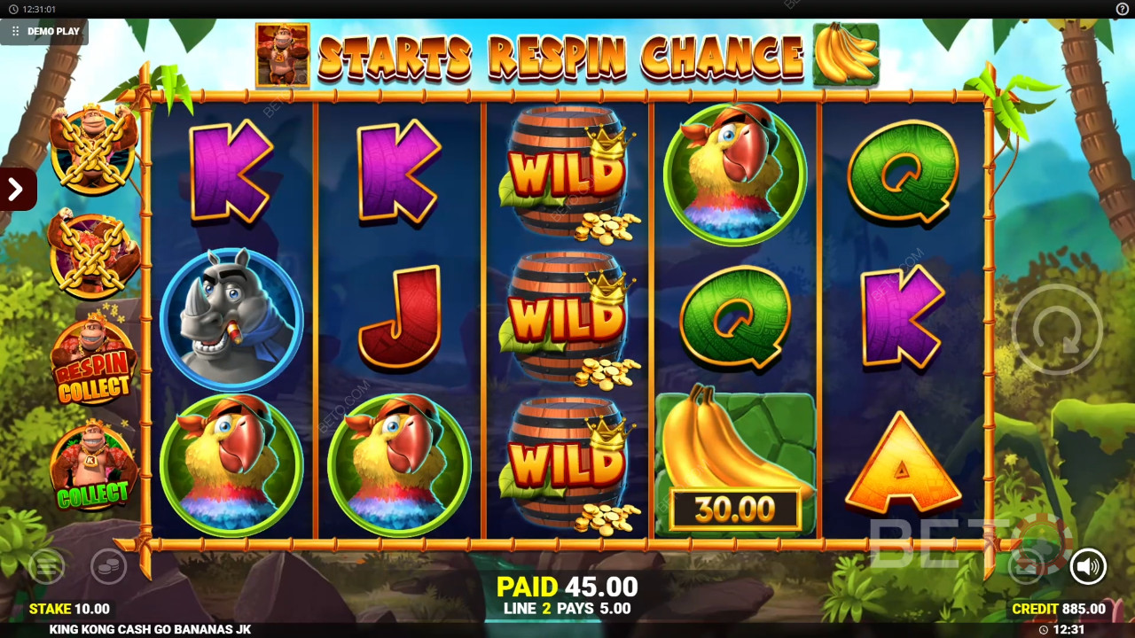 Les fonctions bonus expliquées dans King Kong Cash Go Bananas par Blueprint