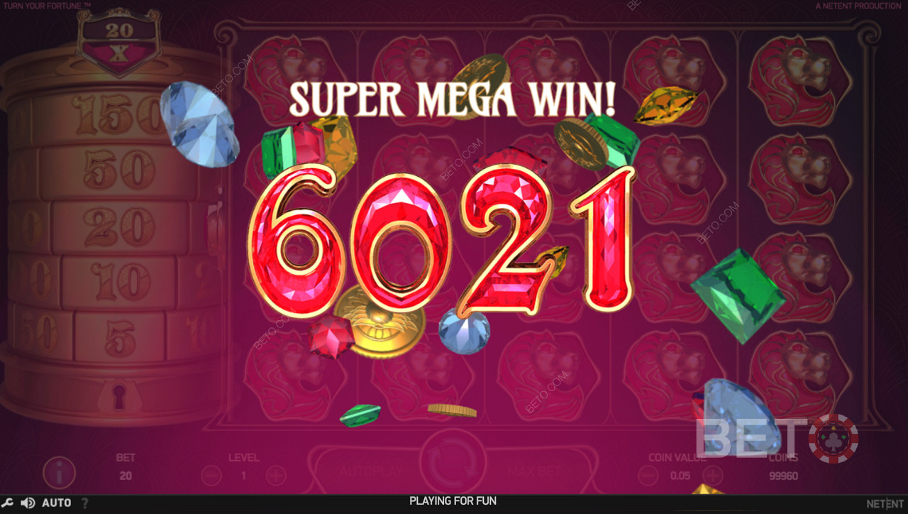 Atteindre le Super Mega Win dans Turn Your Fortune