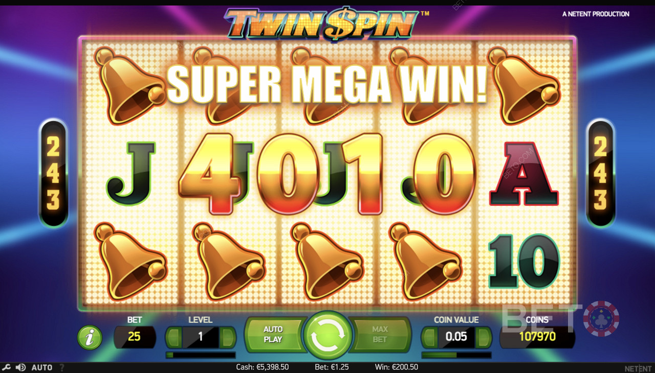 Gagner un Super Mega Win à Twin Spin
