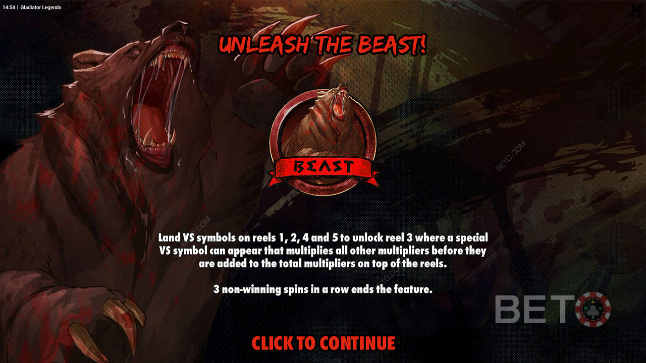 Gagnez des sommes colossales en décrochant des multiplicateurs dans le jeu bonus Unleash the Beast.