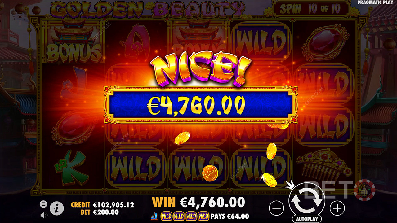 Gagnez 210x votre mise dans la machine à sous en ligne Golden Beauty!