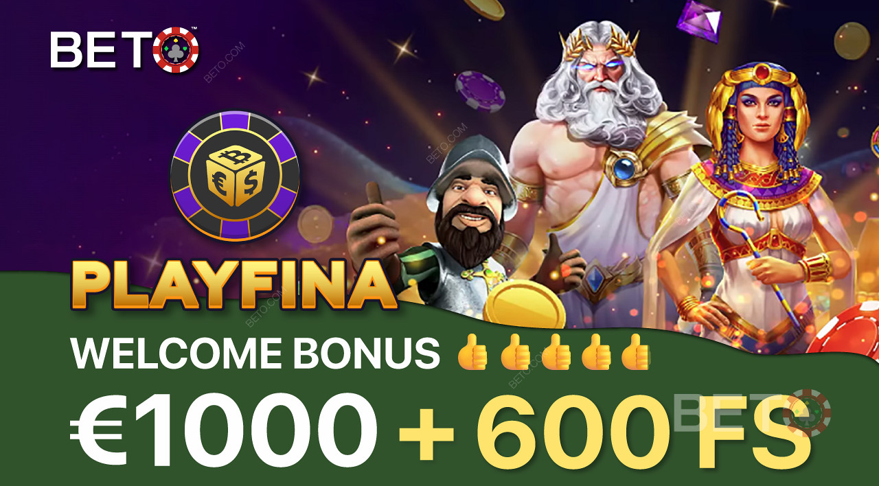 Playfina offre un énorme bonus de bienvenue pour attirer les nouveaux joueurs.