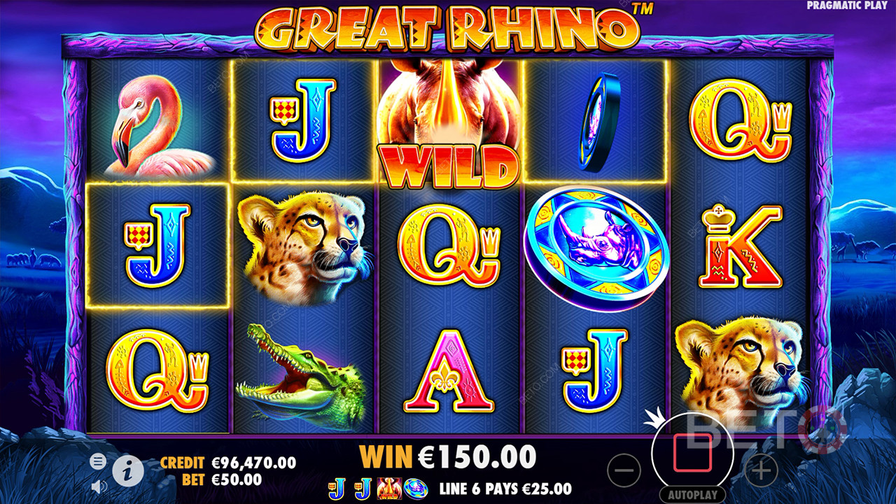 Les bonus expliqués dans le Grand Rhino par Pragmatic Play