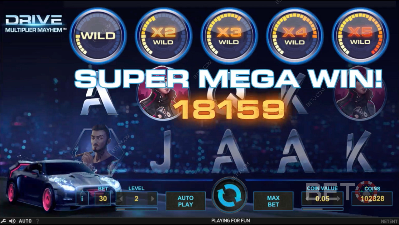 Des fonctions bonus telles que le Multiplier Wild vous offrent une chance de gagner le SUPER MEGA WIN.
