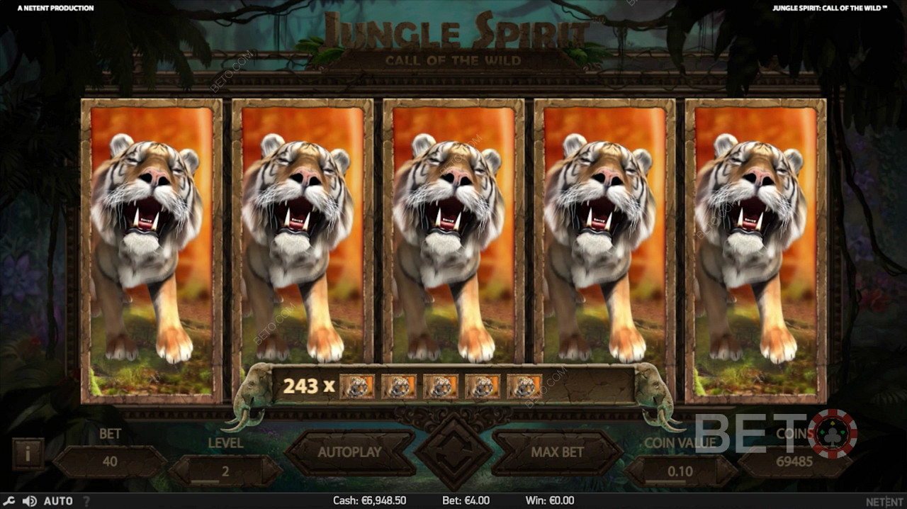 Le meilleur gain pendant les tours gratuits dans Jungle Spirit : Call of the Wild