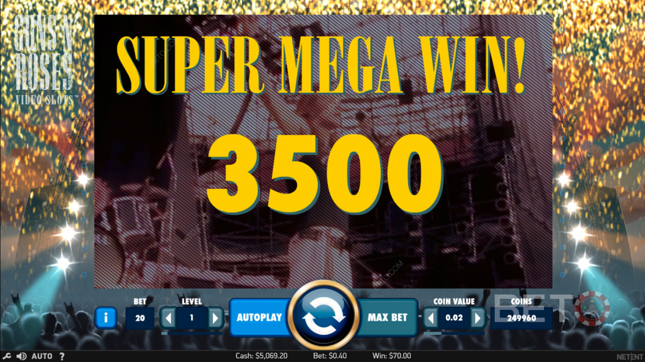 Obtenir le Super Mega Win le plus recherché de Guns N