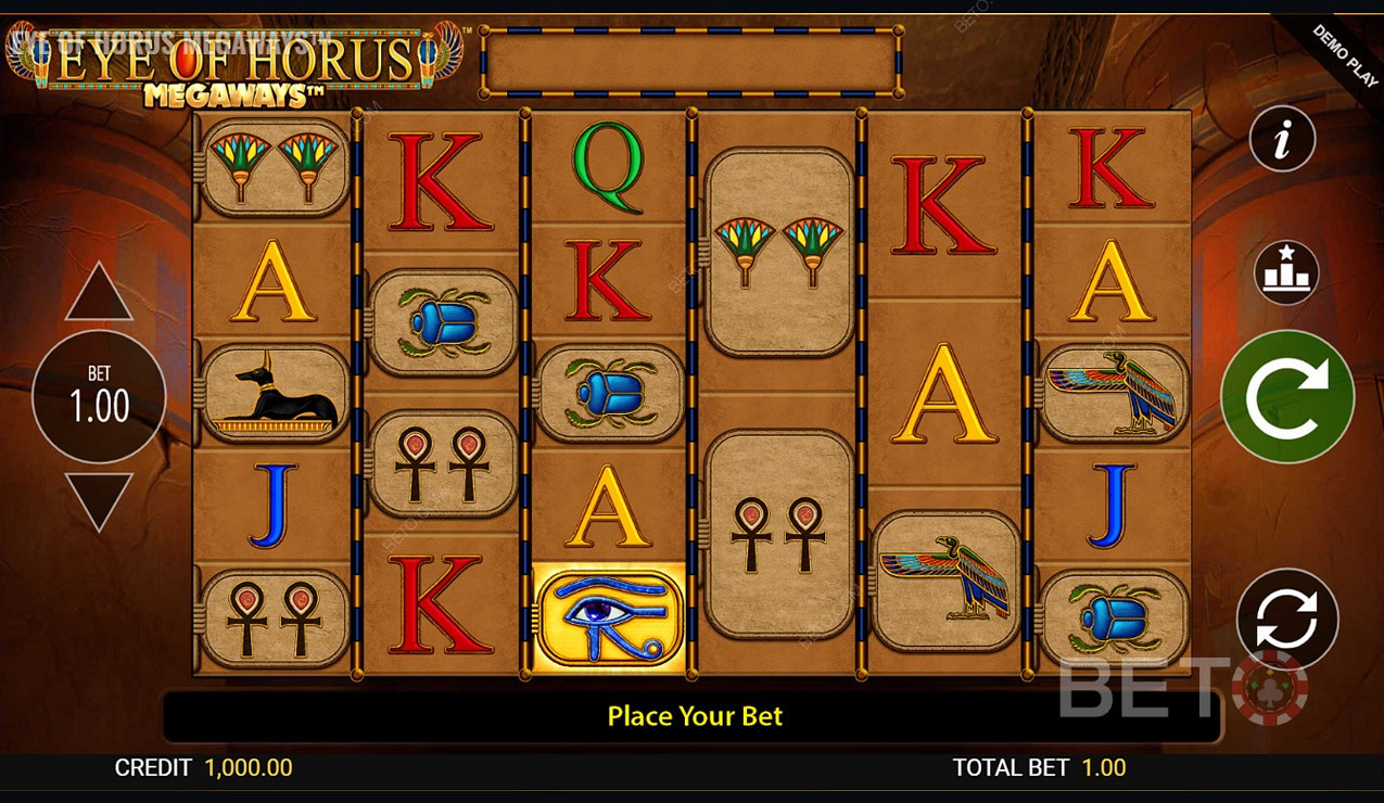 Il y a un total de 15 625 façons de gagner dans la machine à sous en ligne Eye of Horus Megaways.