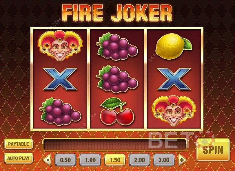 Design classique et symboles classiques de machines à fruits dans Fire Joker