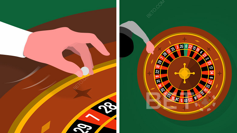 Le croupier fait tourner la boule dans la direction opposée à celle de la roulette.