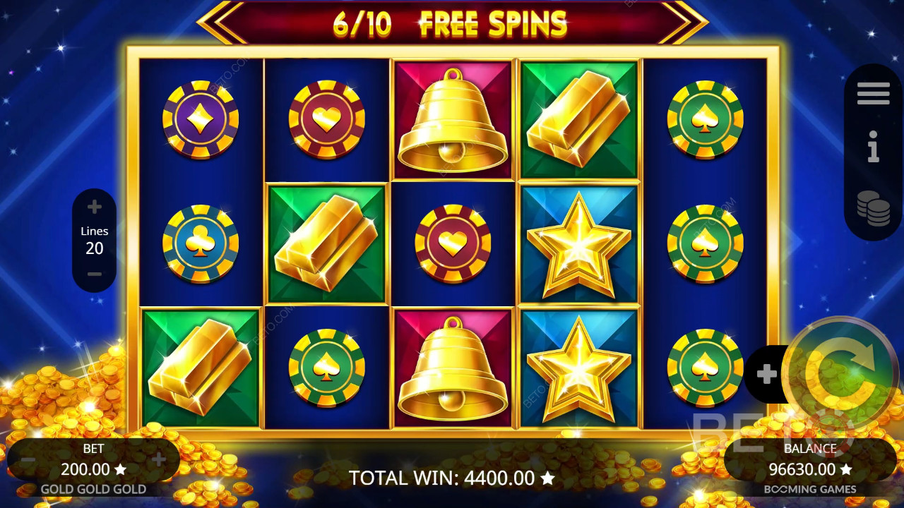 Les bonus expliqués dans Gold Gold Gold Gold par Booming Games