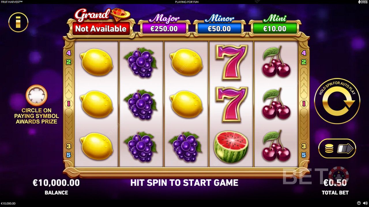 Gagnez 1 250x votre mise dans la machine à sous vidéo Fruit Harvest!