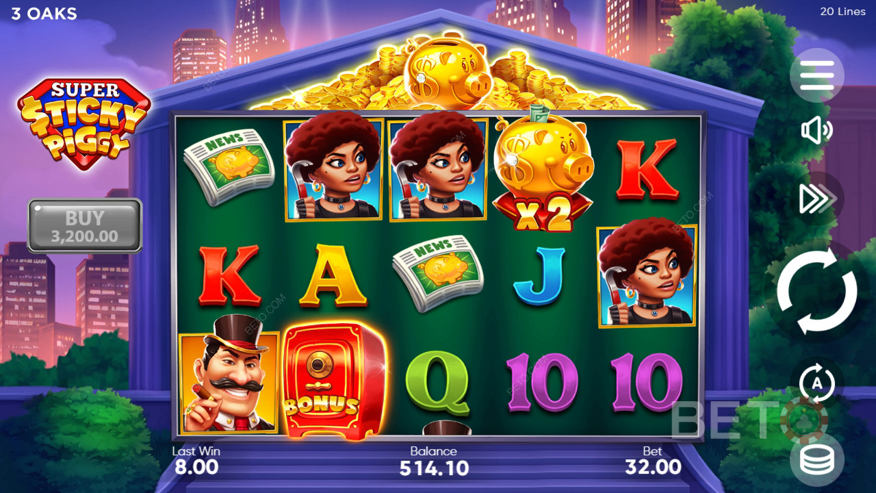 Comment jouer au Super Sticky Piggy de 3 Oaks Gaming?