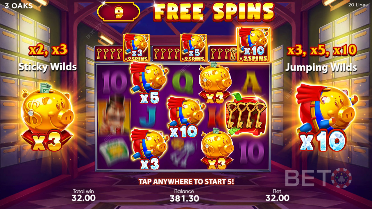 Fonctionnalités Bonus Expliquées dans Super Sticky Piggy par 3 Oaks Gaming
