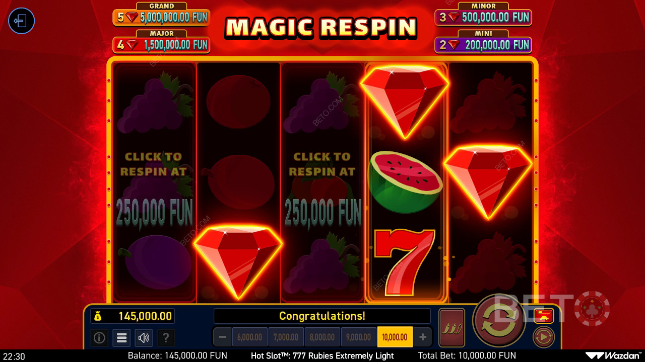 Hot Slot : 777 Rubies Extremely Light Revue par BETO Slots