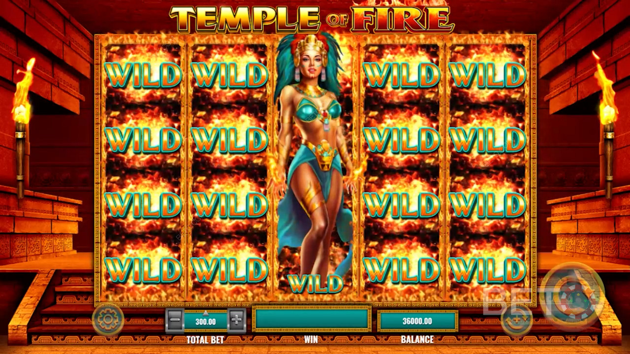 Le pouvoir du Wild en expansion dans la machine à sous vidéo Temple of Fire