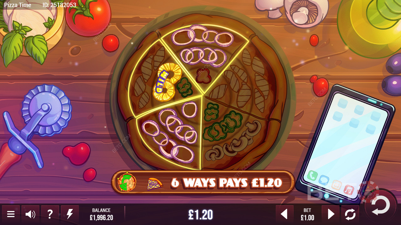 Différentes lignes de paiement de Pizza Time dans un format circulaire.