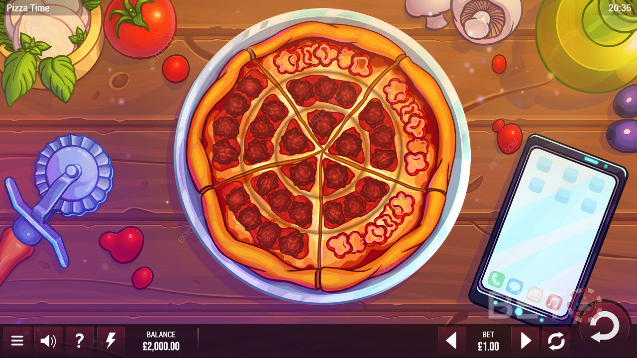 Grille de jeu circulaire de Pizza Time