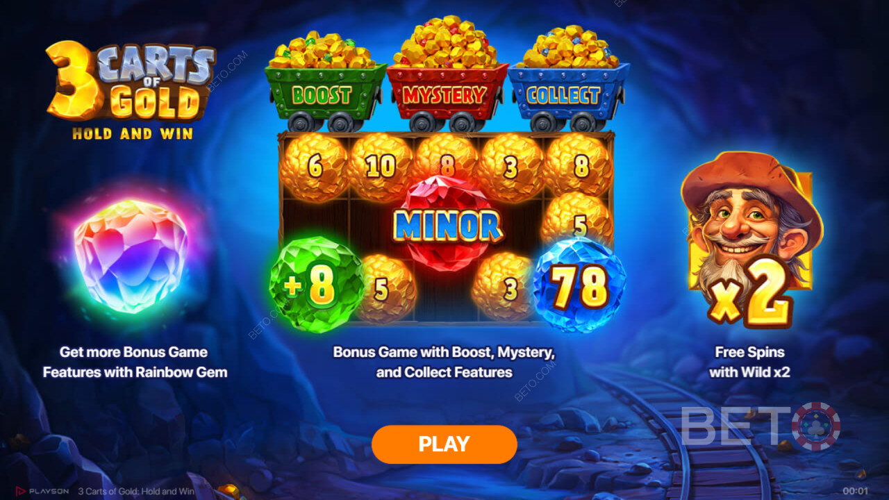 Fonctionnalités bonus expliquées dans 3 Carts of Gold : Hold and Win par Playson
