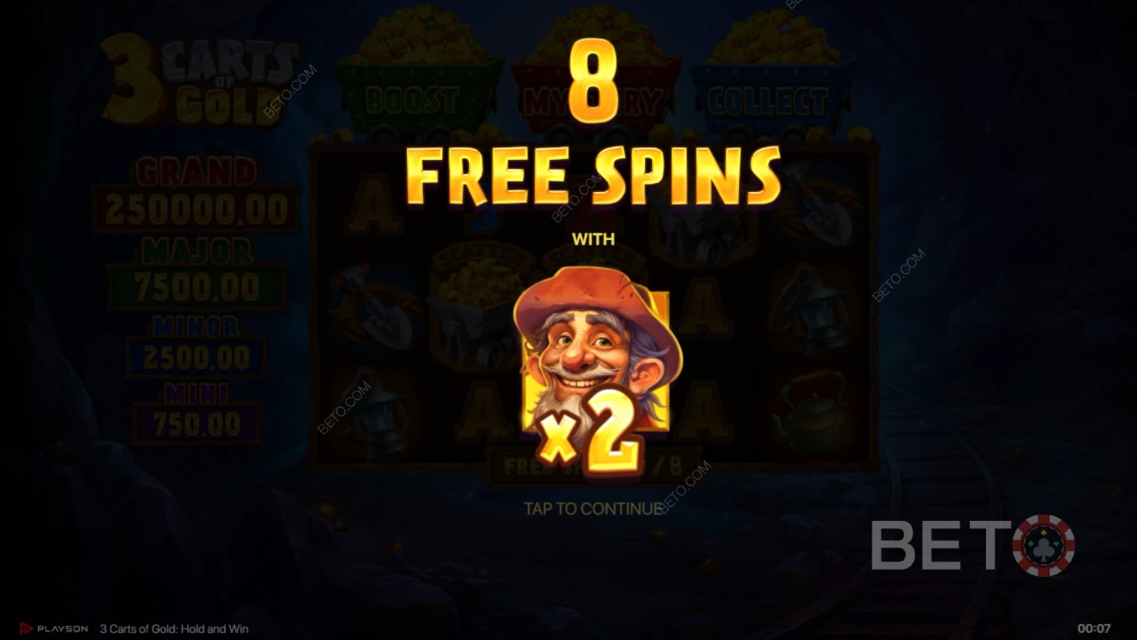 Gagnez 5 000x votre mise dans la machine à sous 3 Carts of Gold : Hold and Win!