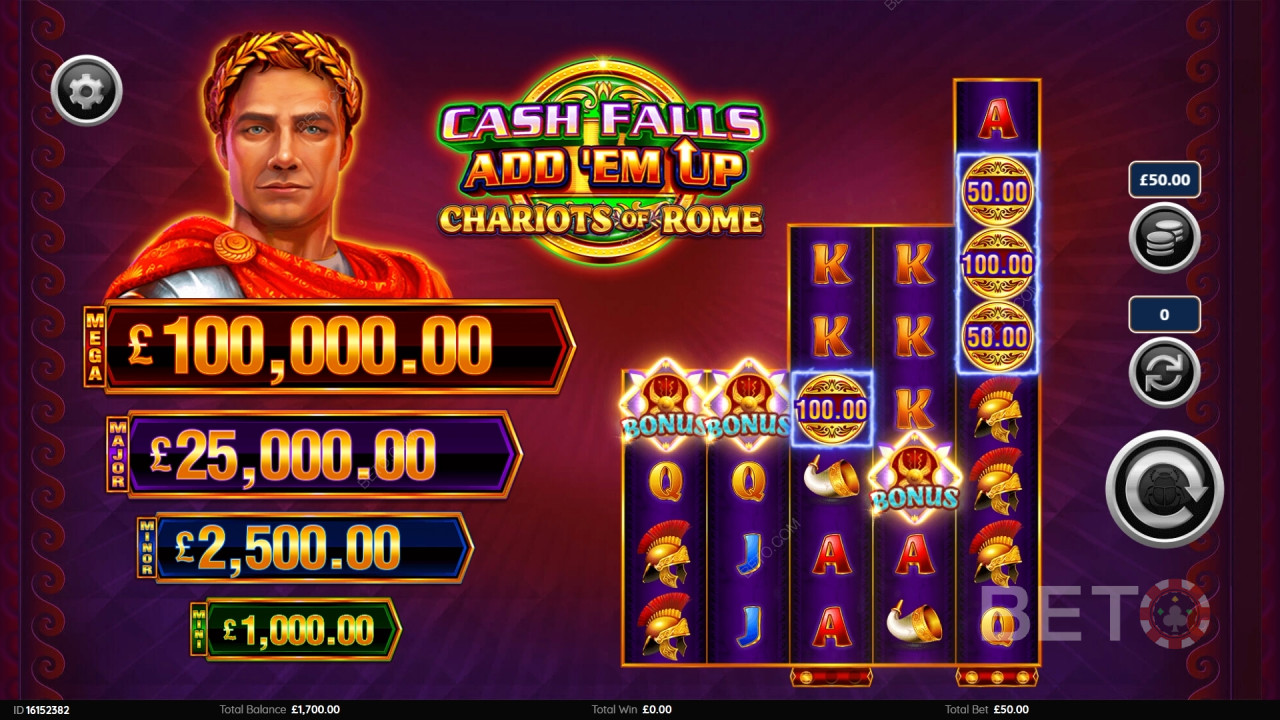 Cash Falls: Add 'Em Up Chariots of Rome Jeu Gratuit