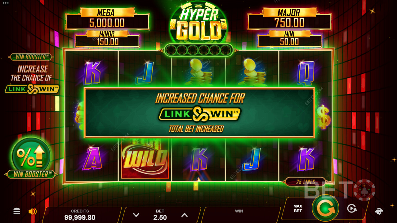 Hyper Gold propose les fonctions Bonus Win Booster et Link & Win pour vous faire vibrer.