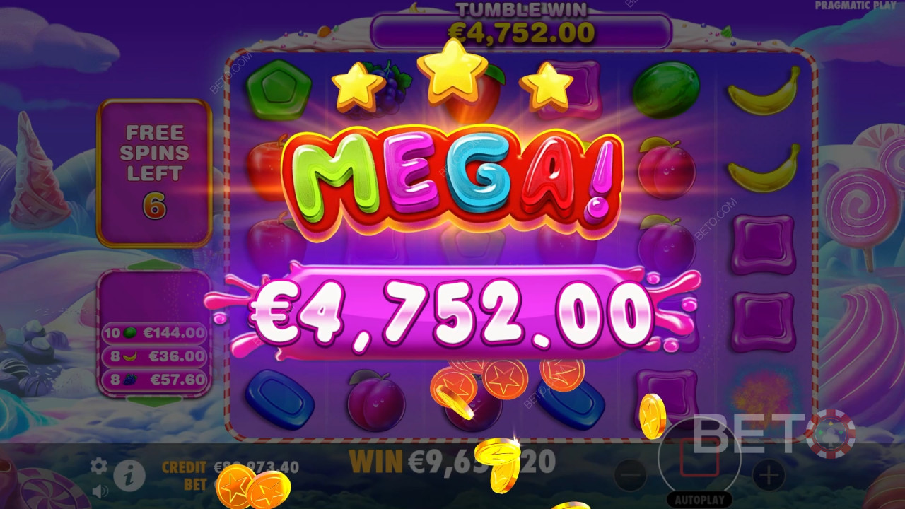 Gagnez 25 000x votre mise à la machine à sous Sweet Bonanza 1000!