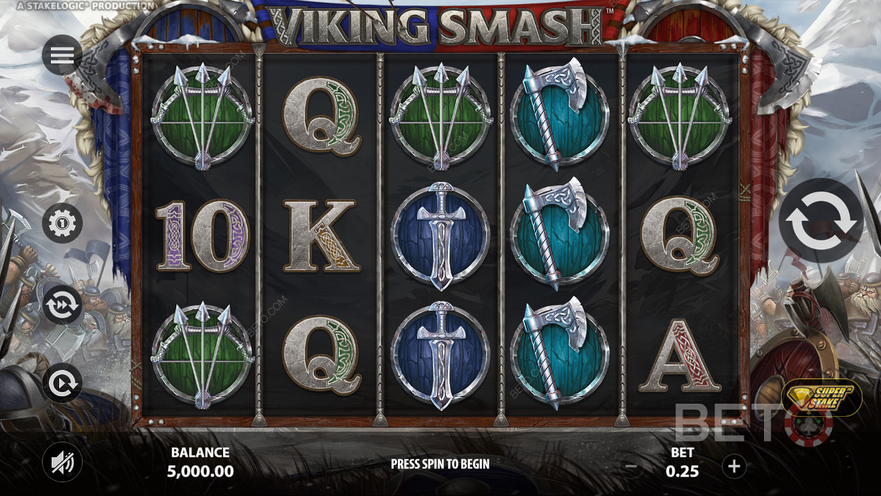 Basé sur 5 rouleaux et 243 lignes de paiement, luttez au nom de la gloire parmi les Vikings.