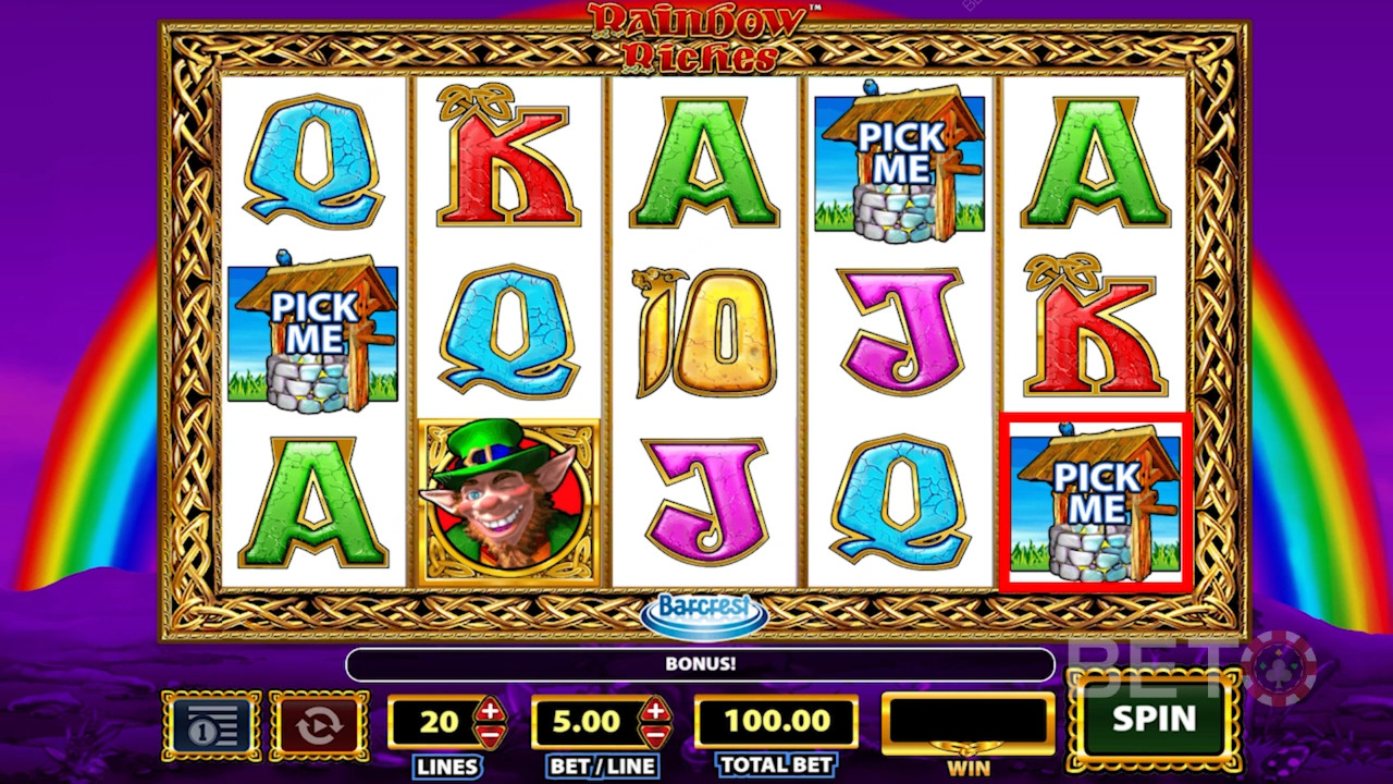Les symboles de la machine à sous Rainbow Riches.
