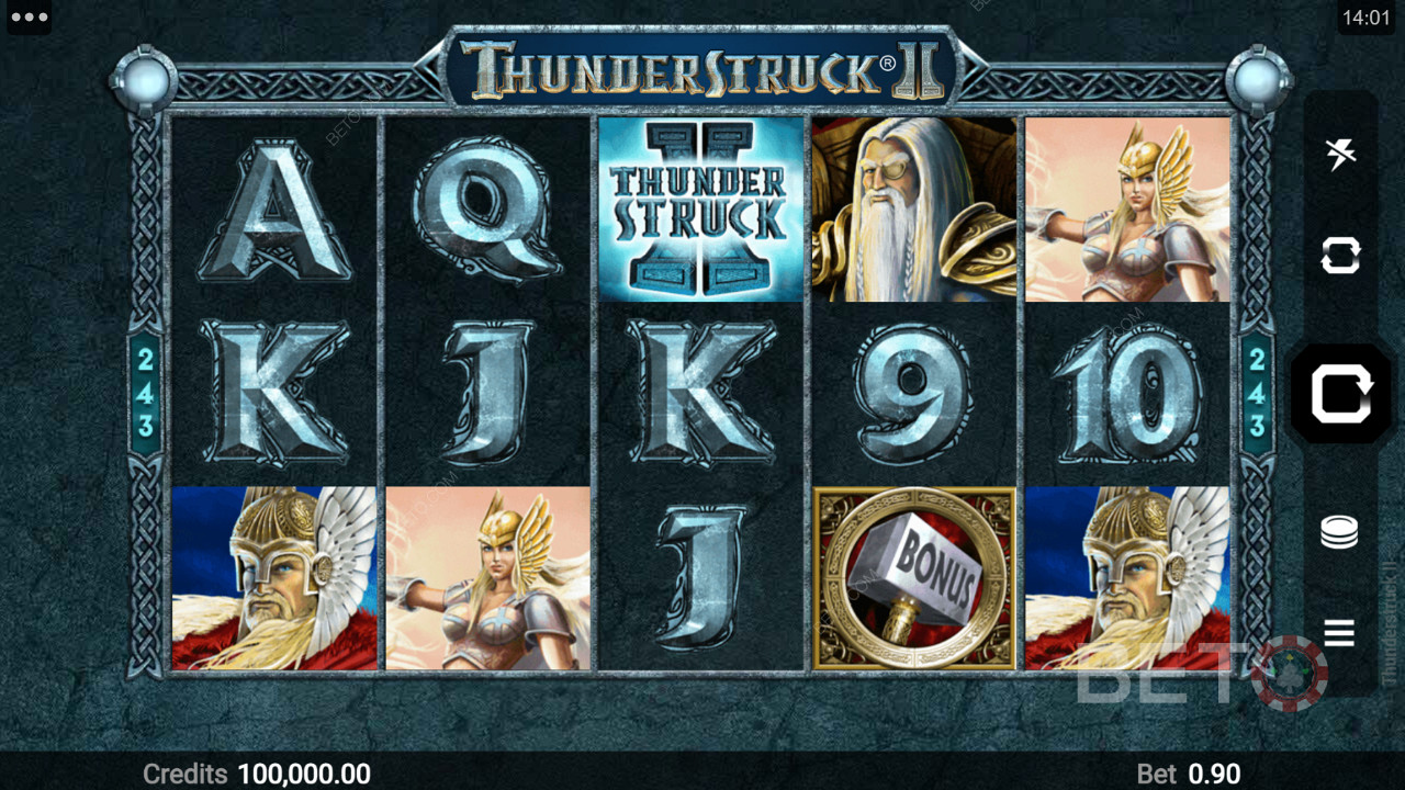 Différents symboles thématiques dans Thunderstruck II