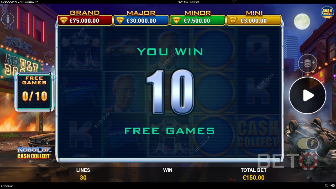 Les bonus expliqués dans RoboCop : Cash Collect by Playtech