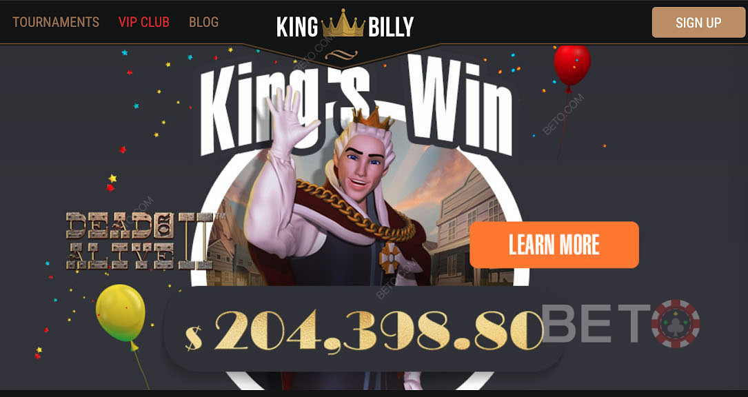 Gagnez des sommes considérables en jouant aux machines à sous les plus populaires sur King Billy Casino.