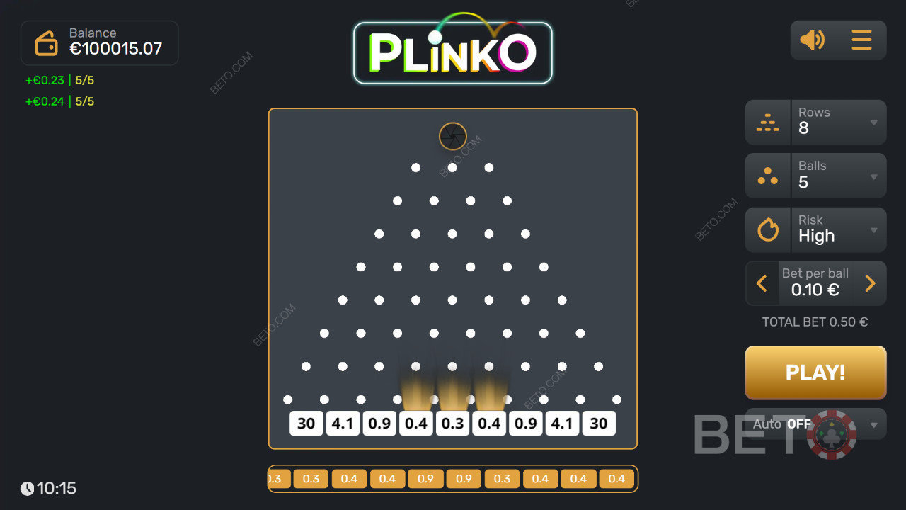 Comment jouer au Plinko de Gaming Corps?