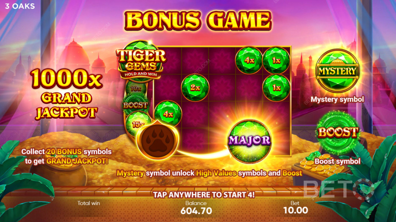 Fonctionnalités Bonus Expliquées dans Tiger Gems par 3 Oaks Gaming
