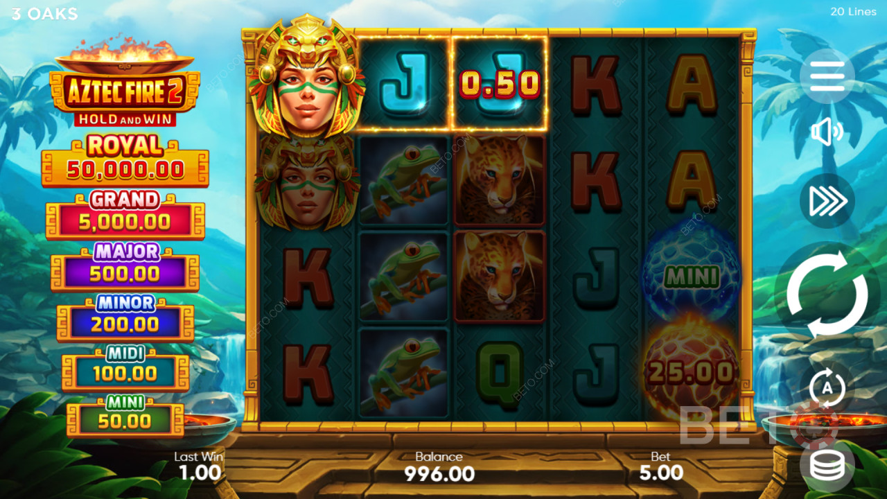 Comment jouer à Aztec Fire 2 de 3 Oaks Gaming?