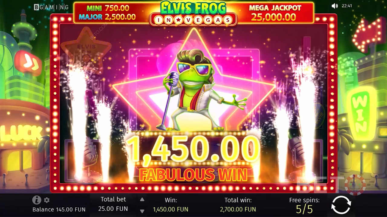 Devenez la prochaine superstar de Las Vegas avec la nouvelle machine à sous Elvis Frog Casino.