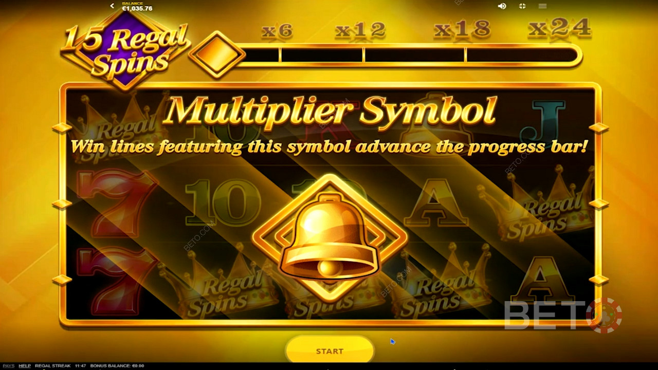 Le symbole Multiplicateur en or de Regal Streak