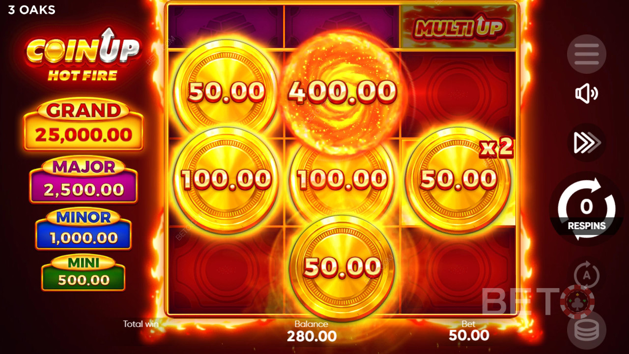 Comment jouer à Coin Up de 3 Oaks Gaming : Hot Fire