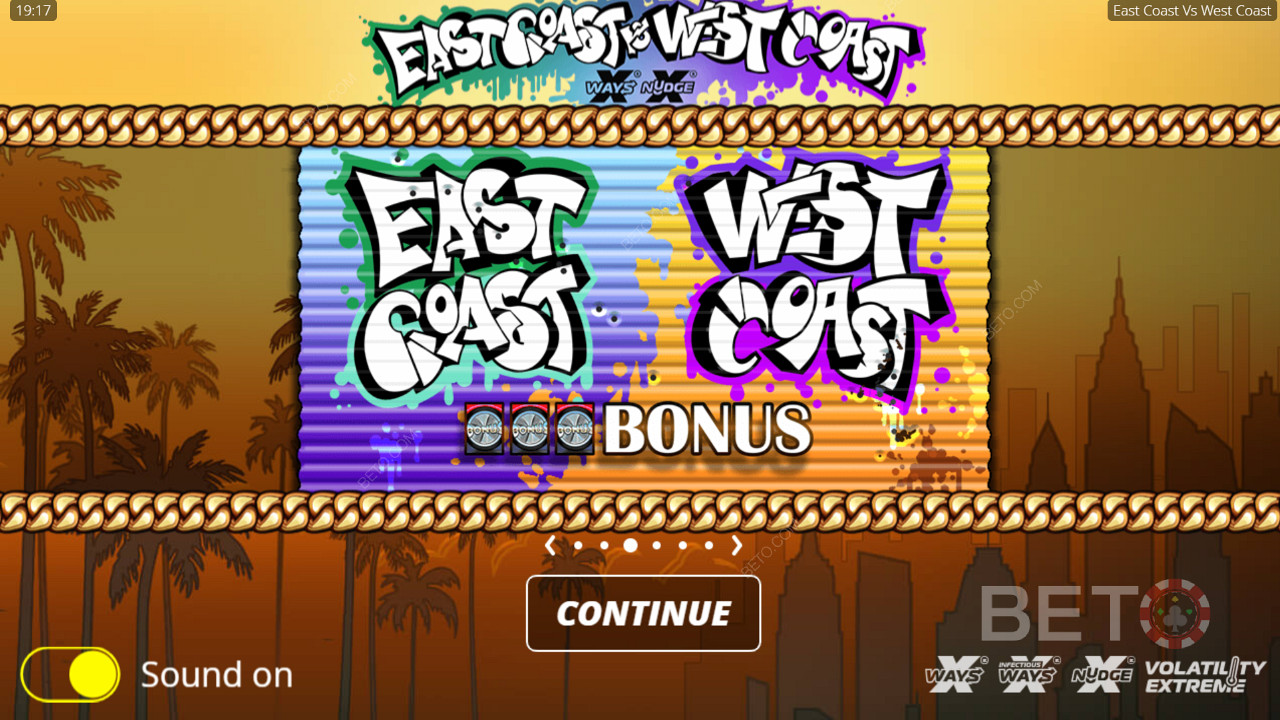 Choisissez entre East Coast Spins et West Coast Spins.