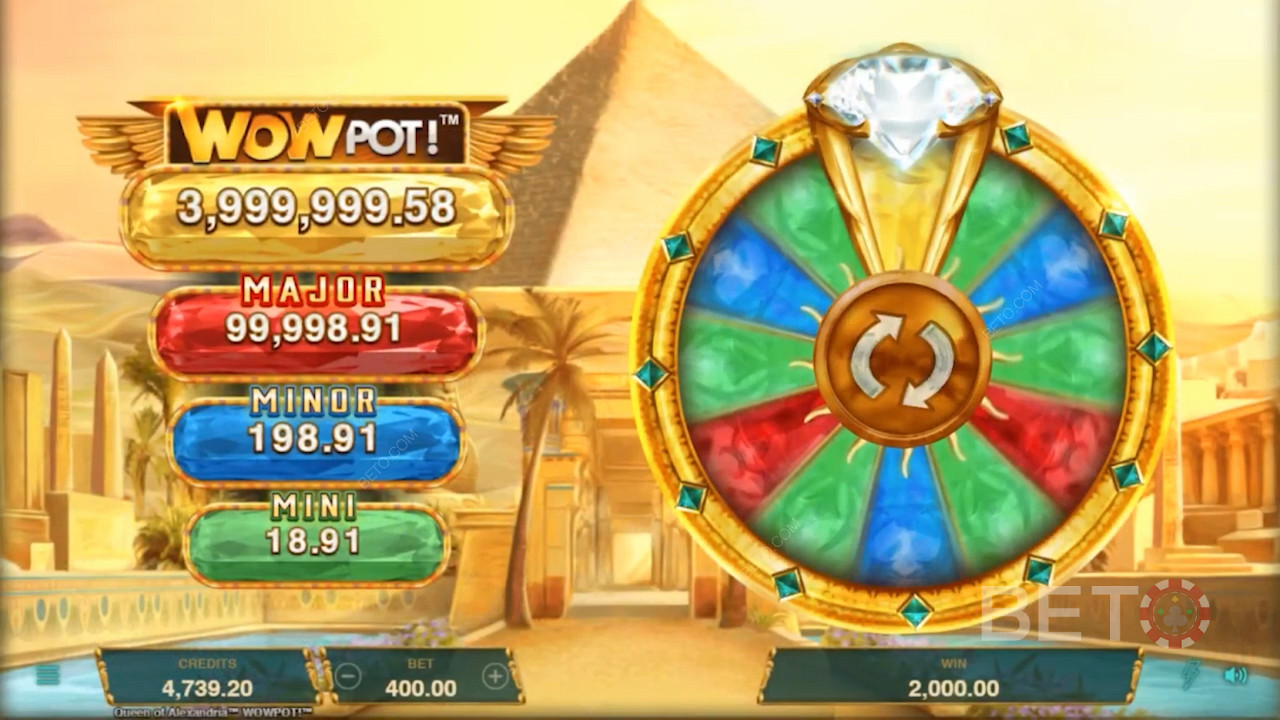 Faites tourner votre chance dans la roue du Jackpot, pour avoir une chance de gagner le Jackpot WowPot.