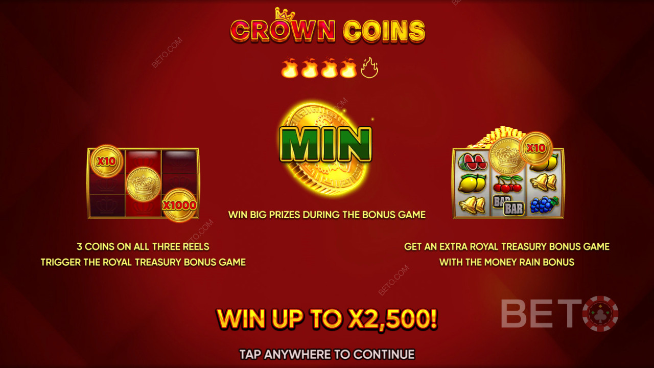 Les fonctions bonus expliquées dans Crown Coins par Endorphina