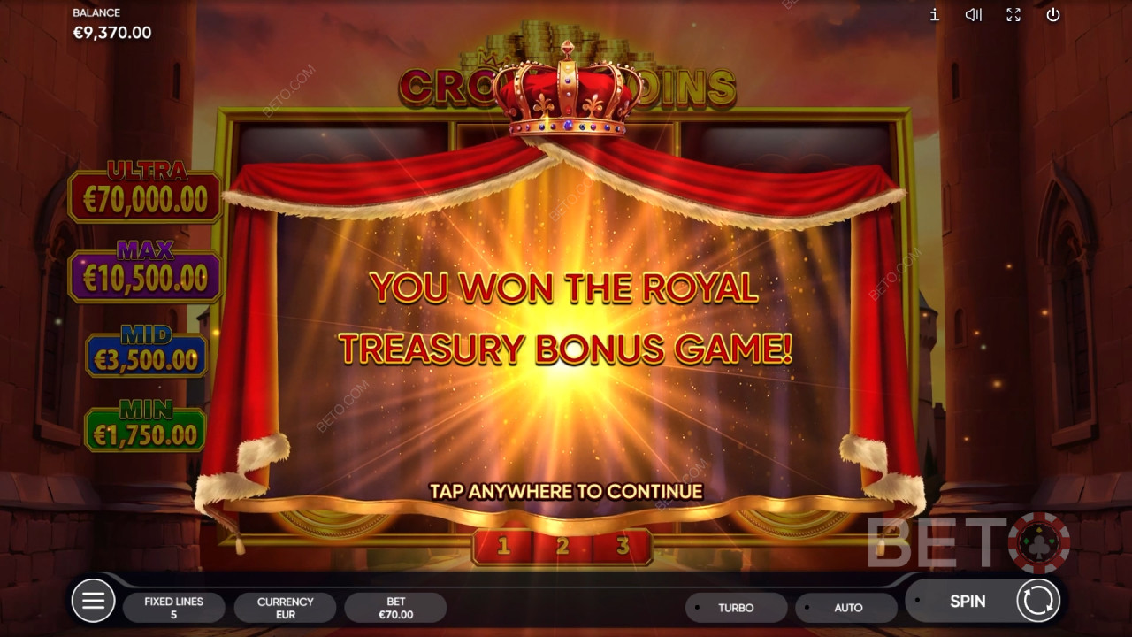 Gagnez 2,500x votre mise dans la machine à sous Crown Coins en ligne!