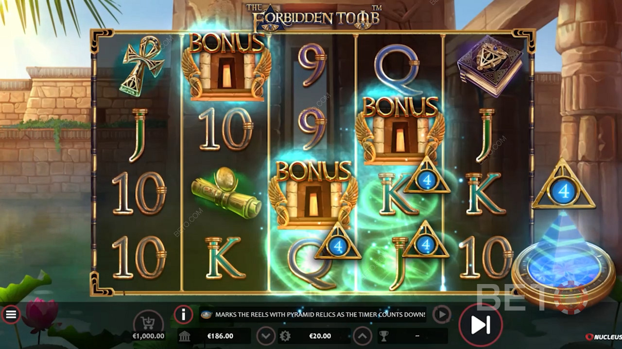 Déclenchez des tours gratuits avec 5 à 10 jokers dans le jeu vidéo The Forbidden Tomb par Nucleus Gaming