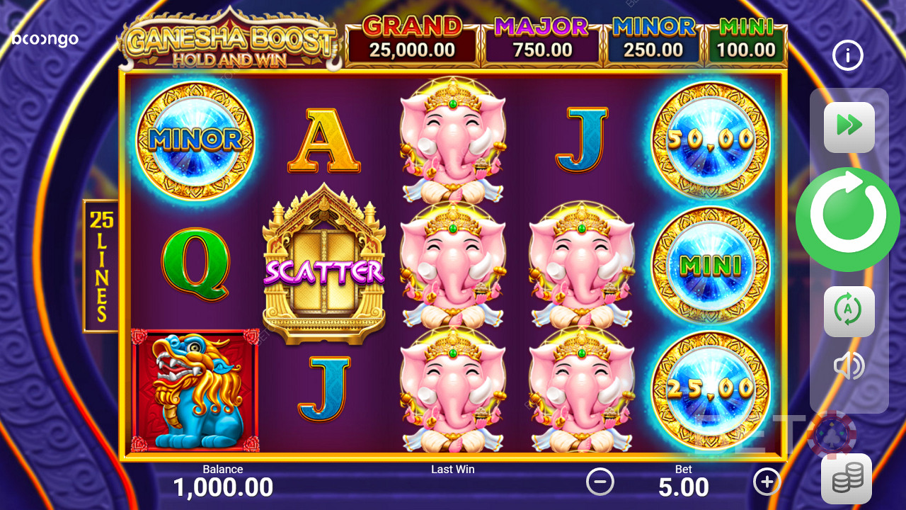 Profitez des jackpots en les décrochant dans le jeu bonus de la machine à sous Ganesha Boost Hold and Win.