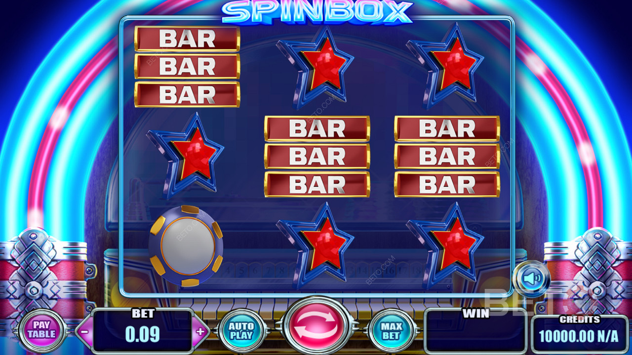 Des symboles attrayants et un thème de jeu classique dans la machine à sous Spinbox